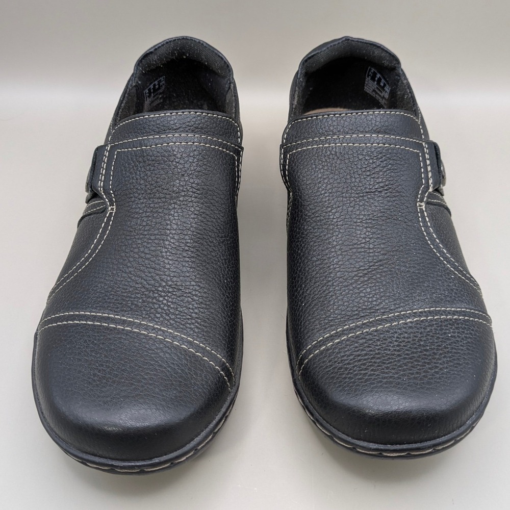 Clarks Cheyn Madi‎ Black Leather Slip-On Comfort Flats Loafers Size 6